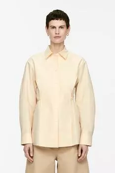 Блузка из хлопка с поясом-завязкой Arket, желтый