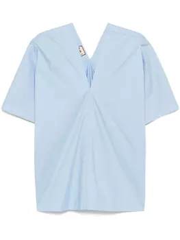 Блузка из хлопка с V-образным вырезом Plan C, синий