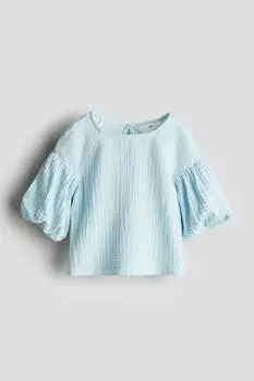 Блузка из хлопкового муслина H&M, голубой