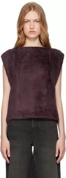 Блузка из хлопкового трикотажа с мехом фиолетового и черного цвета MM6 Maison Margiela
