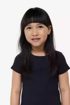 Блузка из хлопкового трикотажа в рубчик H&M, синий