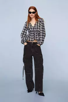 Блузка из крепа с пышными рукавами H&M, черный