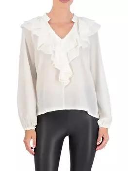 Блузка из крепа с V-образным вырезом «Водопад» Ookie & Lala, белый
