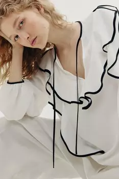 Блузка из крепа с воланами H&M, белый