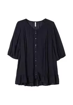 Блузка из крепа с воланами по подолу Sheego, темно-синий