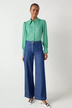 Блузка из крепа сатина «Соня» Lk Bennett, зеленый