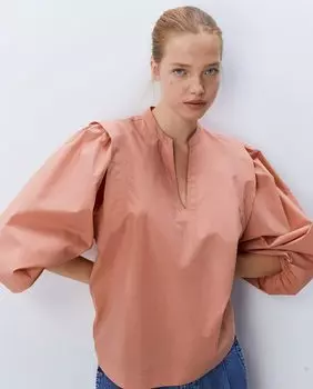 Блузка из кусочка поплина Sfera, оранжевый