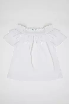 Блузка из льна со сборками United Colors Of Benetton, белый