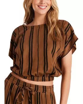 Блузка из льняной смеси с эластичной резинкой на талии от Bella Dahl, коричневый