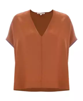 Блузка из лиоцелла с v образным вырезом Kocca, коричневый
