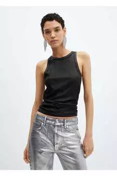 Блузка из лиоцелловой фольги Mango, черный