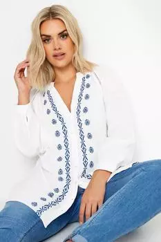 Блузка из марли с вырезом Notch Yours, белый