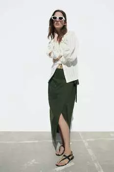 Блузка из металлической нити ZARA, устричный белый
