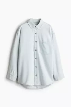 Блузка из мягкого денима с перьями, свободного кроя H&M, голубой