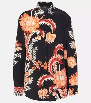 Блузка из набивного шелкового крепдешина Etro, цвет print on black base