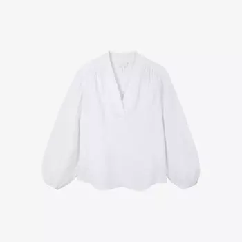 Блузка из органического хлопка с двойной отстежкой The White Company, белый