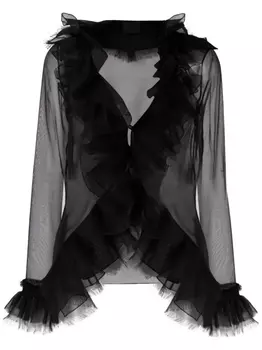 Блузка из органзы с оборками Givenchy, черный