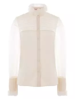 Блузка из органзы Valentino Garavani, нейтральный цвет