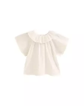 Блузка из плюмети для девочки с воротником с рюшами Dadati, белый