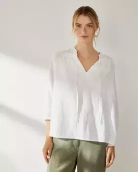 Блузка из плюмети с длинными рукавами Southern Cotton, белый