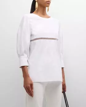 Блузка из поплина из коллаборации с High Summer с сетчатой отделкой Chlo, цвет White