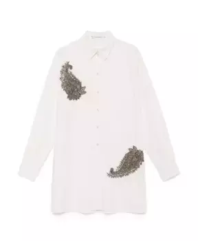 Блузка из поплина расшитая стразами Maliparmi, белый