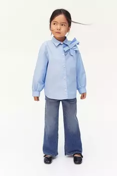Блузка из поплина с бантом H&M, голубой