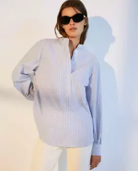 Блузка из поплина с длинными рукавами Woman El Corte Ingls, синий