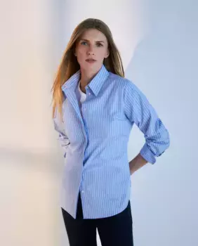 Блузка из поплина с длинными рукавами Woman El Corte Ingls, синий