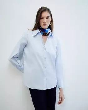 Блузка из поплина с длинными рукавами Woman El Corte Ingls, светло-синий