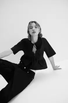 Блузка из поплина с завязками H&M, черный