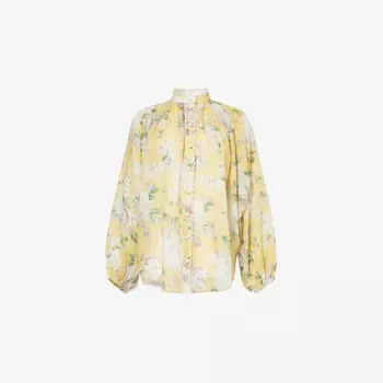 Блузка из рами с рукавами-фонариками цвета акации Zimmermann, желтый