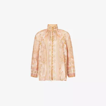 Блузка из рами с рукавами-фонариками из акации Zimmermann, бежевый