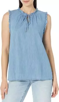 Блузка из шамбре без рукавов с рюшами Tommy Hilfiger, цвет Light Benson