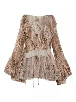 Блузка из шифона с принтом Blumarine, нейтральный