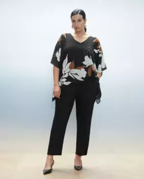 Блузка из шифонового шарфа с принтом Couchel, черный