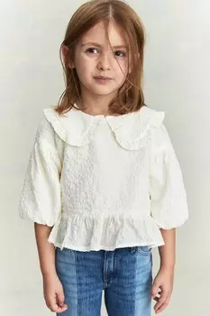 Блузка из сирсакера с рукавами-фонариками H&M, бежевый