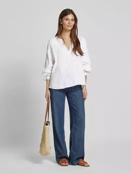 Блузка из смеси льна и хлопка модель 'ZEINA' MOS MOSH, белый