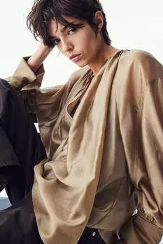 Блузка из смеси лиоцелла H&M, бежевый