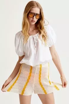 Блузка из смесового льна H&amp;M, белый