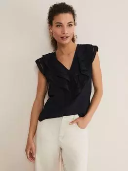 Блузка из смесового льна Phase Eight Rosey, черная