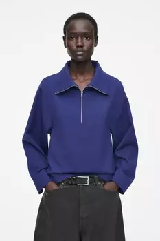 Блузка из смесовой шерсти на молнии COS, синий