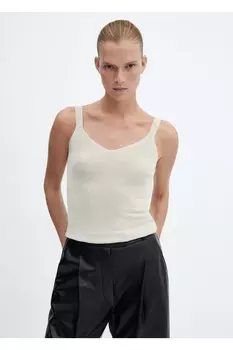 Блузка из трикотажа с люрексом Mango, серебряный