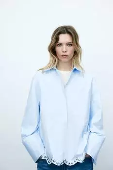 Блузка из твила с заклепками H&M, голубой