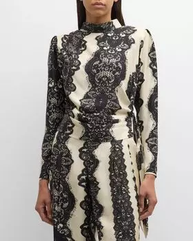 Блузка из венецианского кружева с завязками по бокам Libertine, цвет Ivobk