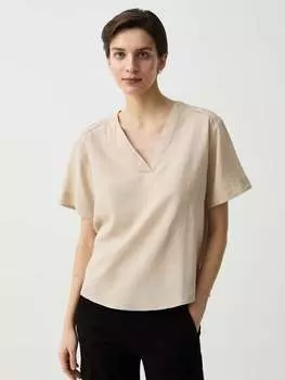 Блузка из вискозы и льна с V-образным вырезом Ovs, цвет light beige