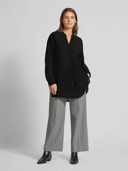 Блузка из вискозы прямого кроя с воротником-стойкой, модель «Facura» OPUS, черный