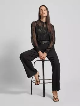 Блузка из вискозы с воротником Мао ARMANI EXCHANGE, черный