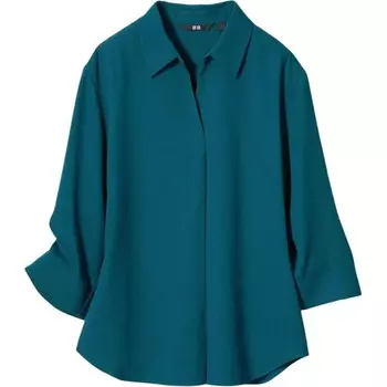 Блузка из вискозы Uniqlo, бирюзовая