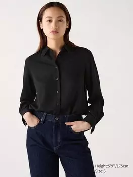 Блузка из вискозы Uniqlo, черный